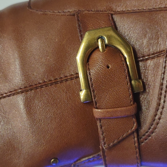 Knee high Cognac Brown buckle equestrian leather boots Gibson Latamier Fall 6.5 - Picture 7 of 7